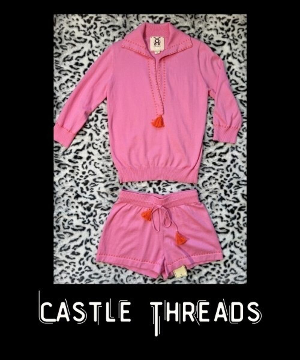 Women Figue 100% Cotton Azale Pink Knit Set 3/4 Sleeve Size XS NWT MSRP $225